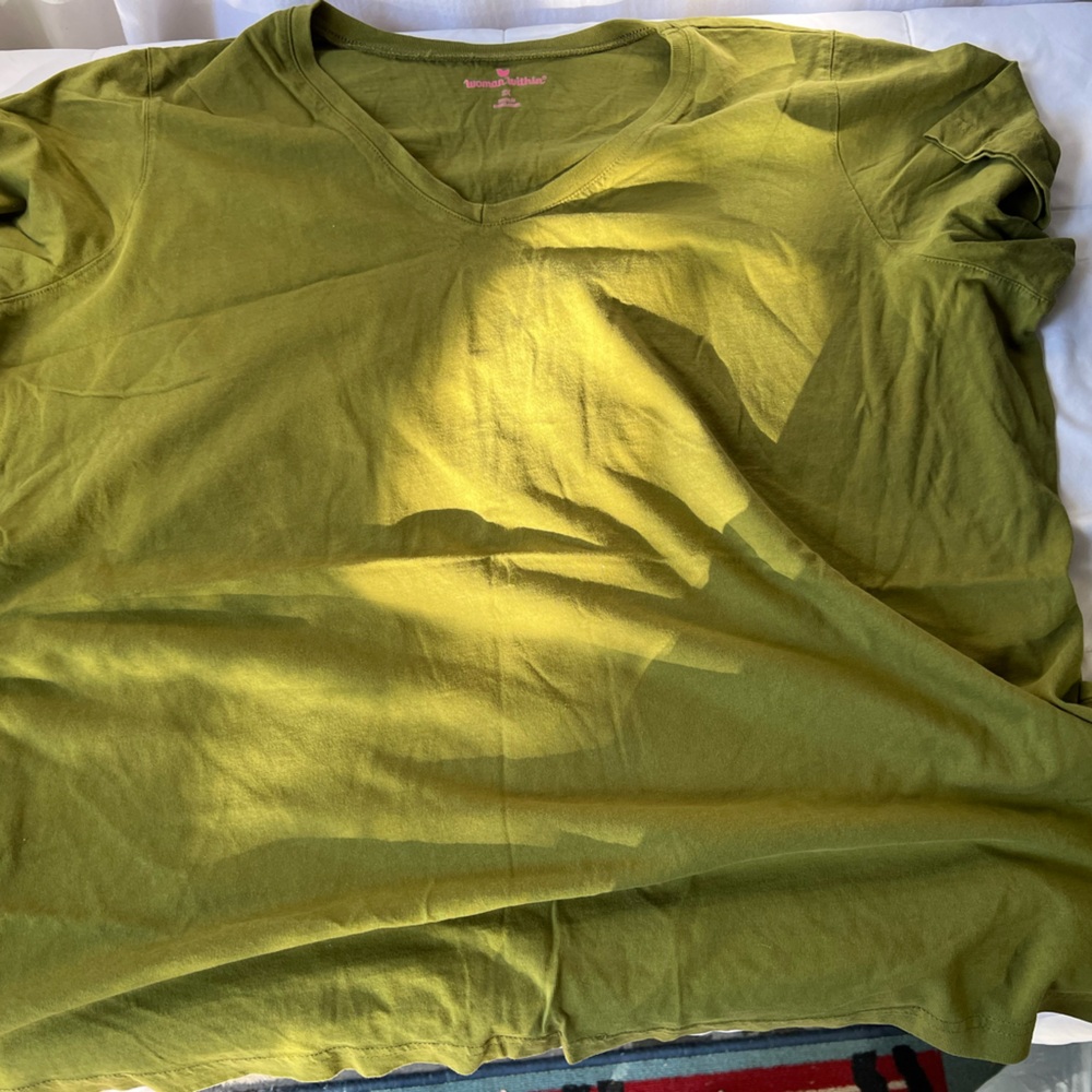 Woman Within Women’s Olive Green Cotton V-Neck Tee